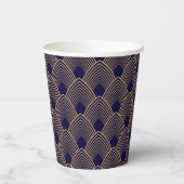 Gold en Blue Art Deco Pattern Papieren Bekers (Achterkant)