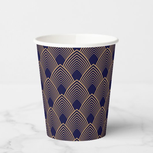 Gold en Blue Art Deco Pattern Papieren Bekers (Links)