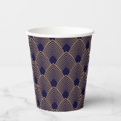 Gold en Blue Art Deco Pattern Papieren Bekers (Voorkant)