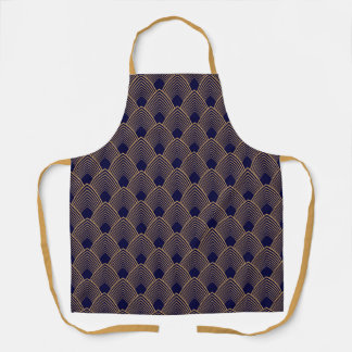 Gold en Blue Art Deco Pattern Schort