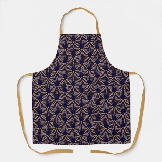 Gold en Blue Art Deco Pattern Schort (Voorkant)
