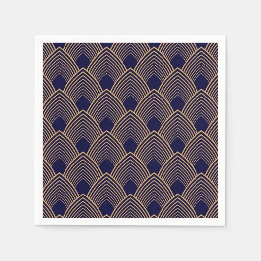 Gold en Blue Art Deco Pattern Servet (Voorkant)