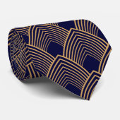 Gold- en Blue Art Deco Pattern-Stropdas Stropdas (Opgerold)