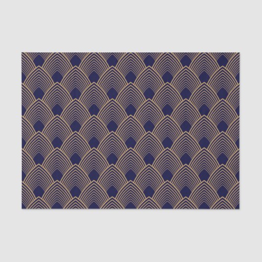 Gold en Blue Art Deco Pattern Tissuepapier (Voorkant)