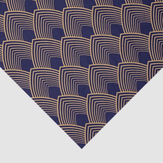 Gold en Blue Art Deco Pattern Tissuepapier (Detail)