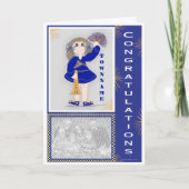 Gold en Blue Cheerleader Gefeliciteerd Kaart (Voorkant)