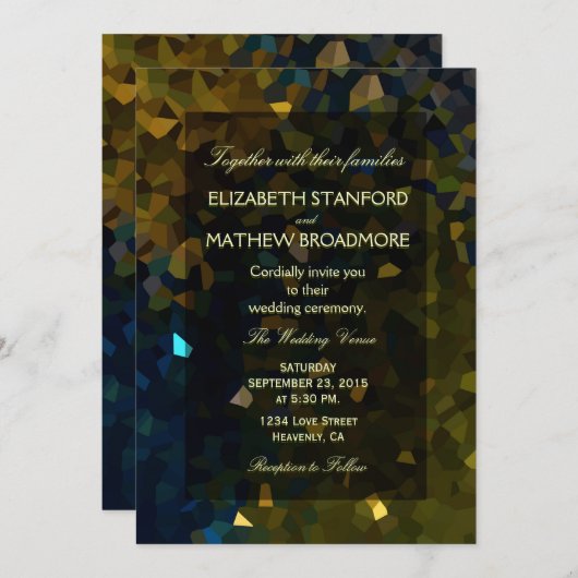 Gold en Blue Crystal Glitter Kaart (Voorkant / Achterkant)