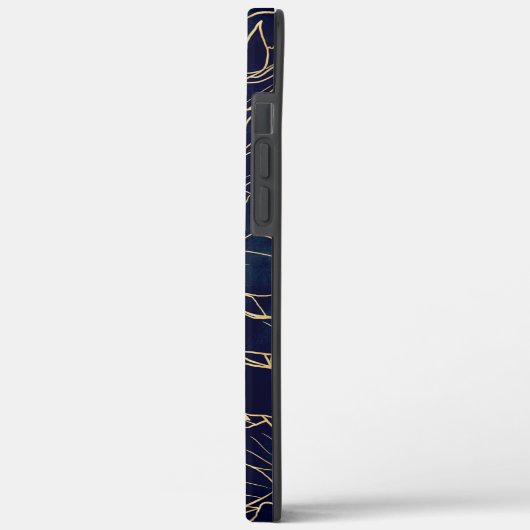 Gold en Blue Dahlia Flower Case-Mate iPhone Case (Achterkant / Links)