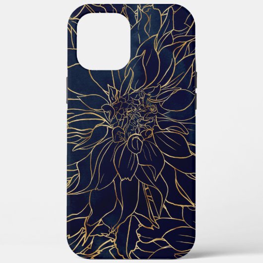Gold en Blue Dahlia Flower Case-Mate iPhone Case (Achterkant)