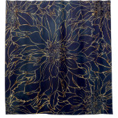 Gold en Blue Dahlia Flower Douchegordijn (Voorkant)