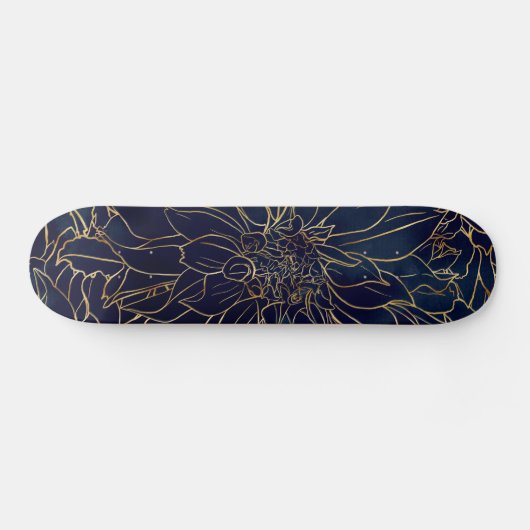 Gold en Blue Dahlia Flower Persoonlijk Skateboard (Horizontaal)