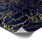 Gold en Blue Dahlia Flower Poster (Hoek)