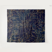 Gold en Blue Dahlia Flower Wandkleed (Voorkant (horizontaal))