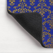 Gold en Blue Damask Muismat (Hoek)