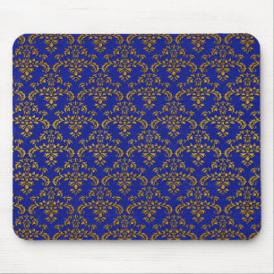 Gold en Blue Damask Muismat
