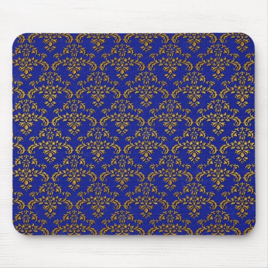 Gold en Blue Damask Muismat (Voorkant)