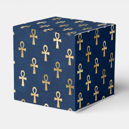 Gold en Blue Egyptian Ankh Pattern Bedankdoosjes (Achterkant)