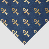 Gold en Blue Egyptian Ankh Pattern Tissuepapier (Detail)