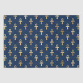 Gold en Blue Egyptian Ankh Pattern Tissuepapier (Voorkant)