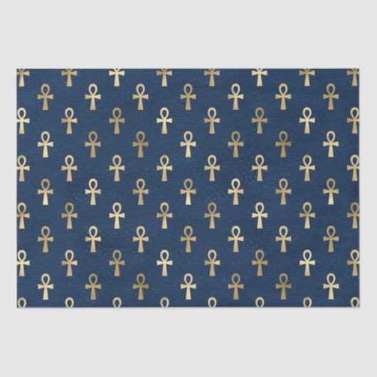 Gold en Blue Egyptian Ankh Pattern Tissuepapier (Voorkant)