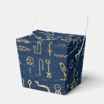 Gold en Blue Egyptian Hieroglyphs Pattern