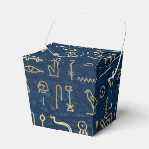Gold en Blue Egyptian Hieroglyphs Pattern Bedankdoosjes