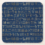 Gold en Blue Egyptian Hieroglyphs Pattern Kartonnen Onderzetters<br><div class="desc">Goud,  oud,  Egyptisch hiërogliefalfabet,  symbool op donkerblauwe achtergrond.</div>