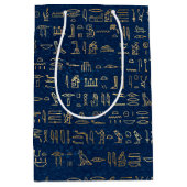Gold en Blue Egyptian Hieroglyphs Pattern Medium Cadeauzakje (Voorkant)