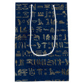 Gold en Blue Egyptian Hieroglyphs Pattern Medium Cadeauzakje (Achterkant)
