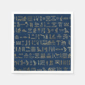 Gold en Blue Egyptian Hieroglyphs Pattern Servet (Voorkant)