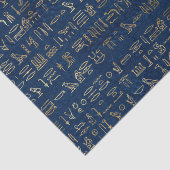 Gold en Blue Egyptian Hieroglyphs Pattern Tissuepapier (Detail)