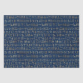Gold en Blue Egyptian Hieroglyphs Pattern Tissuepapier (Voorkant)