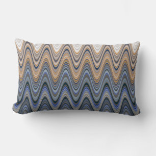 Gold en Blue Elegant Wavy Pattern Kussen