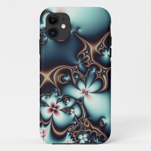 Gold en Blue Fractal Flowers Case-Mate iPhone Case (Achterkant)
