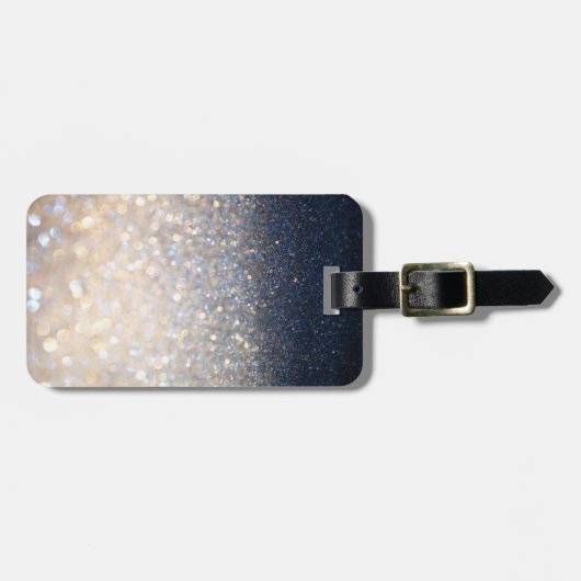 Gold en Blue Glitter Bagagelabel (Voorkant horizontaal)