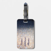 Gold en Blue Glitter Bagagelabel (Achterkant verticaal)
