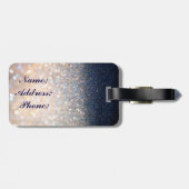 Gold en Blue Glitter Bagagelabel (Achterkant horizontaal)