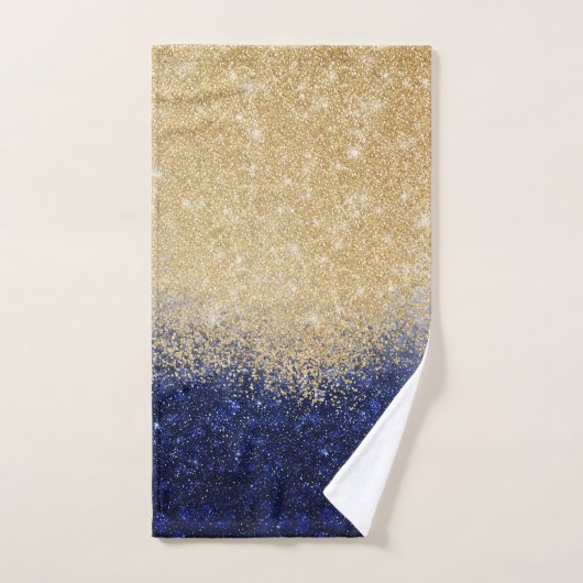 Gold en Blue Glitter Ombre Luxury Design Bad Handdoek (Handdoek)