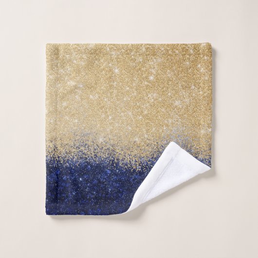 Gold en Blue Glitter Ombre Luxury Design Bad Handdoek (Wasdoekje)