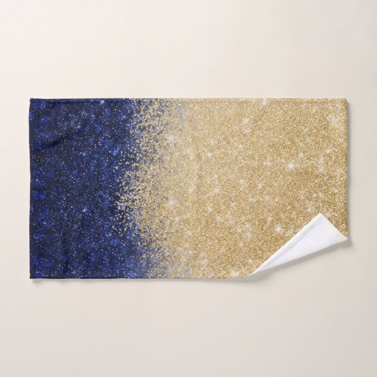 Gold en Blue Glitter Ombre Luxury Design Bad Handdoek (Handdoek)