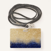 Gold en Blue Glitter Ombre Luxury Design Badge (Achterkant met draagriem)