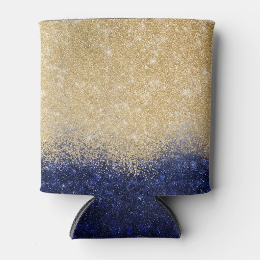 Gold en Blue Glitter Ombre Luxury Design Blikjeskoeler (Voorkant)