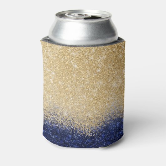 Gold en Blue Glitter Ombre Luxury Design Blikjeskoeler (Blikje Achterkant)