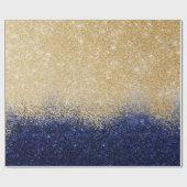 Gold en Blue Glitter Ombre Luxury Design Cadeaupapier (Vlak)