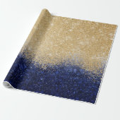 Gold en Blue Glitter Ombre Luxury Design Cadeaupapier (Uitgerold)