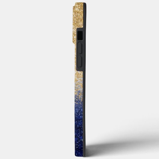 Gold en Blue Glitter Ombre Luxury Design Case-Mate iPhone Case (Achterkant / Links)