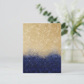 Gold en Blue Glitter Ombre Luxury Design Feestdagenkaart (Staand voorkant)