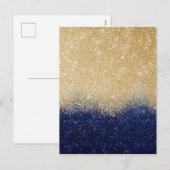 Gold en Blue Glitter Ombre Luxury Design Feestdagenkaart (Voorkant / Achterkant)