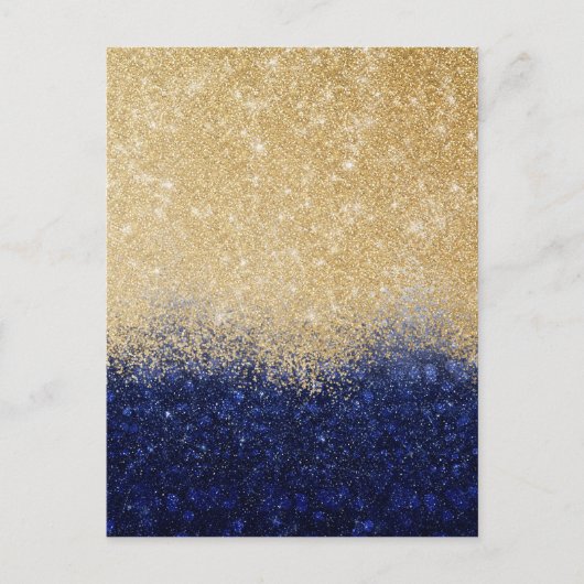 Gold en Blue Glitter Ombre Luxury Design Feestdagenkaart (Voorkant)