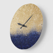 Gold en Blue Glitter Ombre Luxury Design Grote Klok (Hoek)